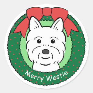 Pegatina Redonda Navidades Westie