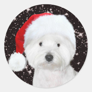 Pegatina Redonda Navidades Westie