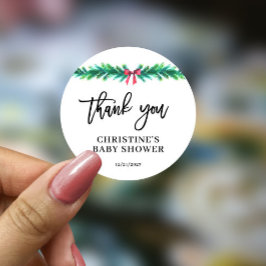 Pegatina Redonda Navidades Winter Baby Shower