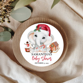 Pegatina Redonda Navidades Winter Santa Baby Elephant Shower