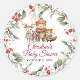Pegatina Redonda Navidades Woodland Animals Baby Shower