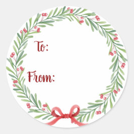 Pegatina Redonda Navidades Wreath Gift Tag Pegatinas