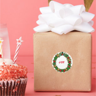Pegatina Redonda Navidades Wreath Joy