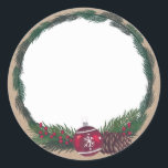 Pegatina Redonda Navidades Wreath Merry Christmas Blank<br><div class="desc">Mira estos buenos pegatinas para tus regalos de navidades. Cuentan con un fondo rústico de papel Kraft, una corona de navidades florales y una etiqueta personalizable que usted puede personalizar a su gusto. Perfecto para toda tu artesanía Etsy Home hizo artículos de negocios, regalos hechos en casa... Estas etiquetas vienen...</div>