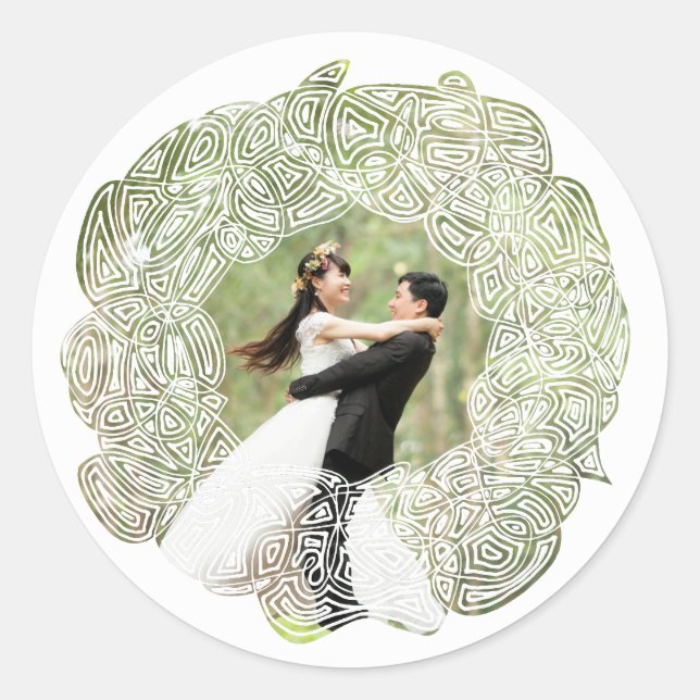 Pegatina Redonda Navidades Wreath Pegatinas (Anverso)