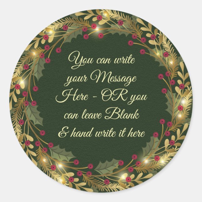 Pegatina Redonda Navidades - Wreath Wreath - PERSONLIZAR (Anverso)