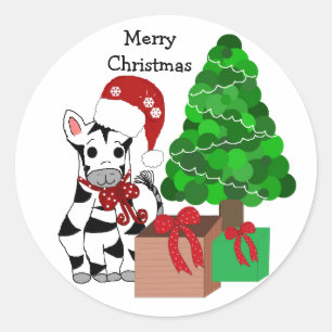 Pegatina Redonda Navidades Zebra