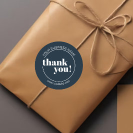 Pegatina Redonda Navy Blue Bold Business Gracias