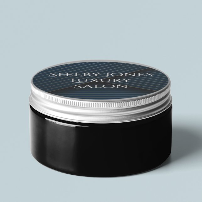 Pegatina Redonda Navy Blue Gold Striped Elegant Moderno Business (Subido por el creador)