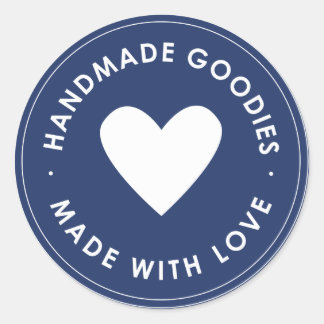 Pegatina Redonda Navy Blue Handmade Goodies Sticker