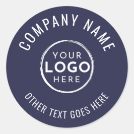 Pegatina Redonda Navy Blue Minimalist Company Logo