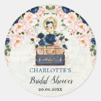 Navy Blue Rubor Floral Travel Bridal Shower Favori