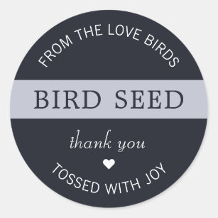 Pegatina Redonda Navy Dusty Blue Bird Seed Toss Wedding Favores