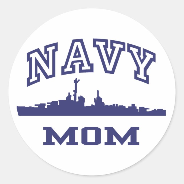Pegatina Redonda Navy Mom (Anverso)