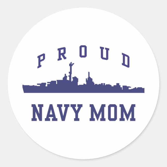 Pegatina Redonda Navy Mom (Anverso)
