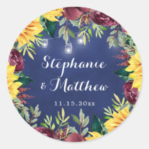 Navy Sunflower Mason Jars enciende a Boda floral