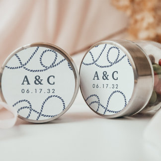 Pegatina Redonda Navy & White | Seaworthy Wedding Monogram