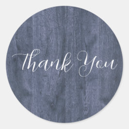 Pegatina Redonda Navy Wood Eucalyptus Wedding Round Stickers