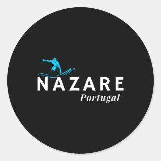 Pegatina Redonda Nazare Portugal Wave Surf Surfing Surfer 