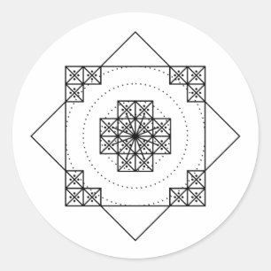 Pegatina Redonda Nazca mandala peru geogliph símbolo geometría sagr