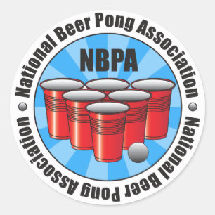 Pegatina Redonda NBPA Asociación Nacional de Beer Pong Starburst