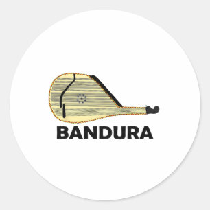 Pegatina Redonda Ndura - Instrumento ucraniano Kobza Ucrania Música