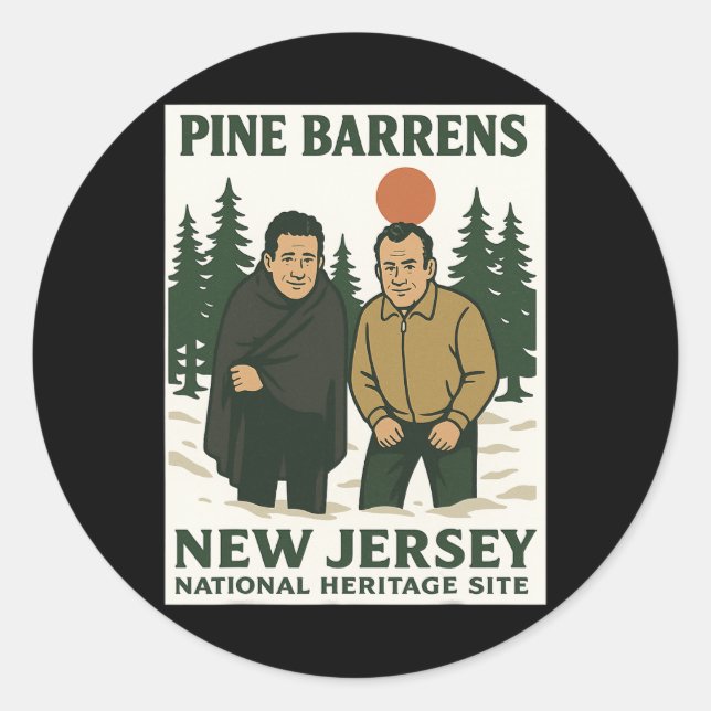 Pegatina Redonda Ne Barrens New Jersey Graphic Design  (Anverso)