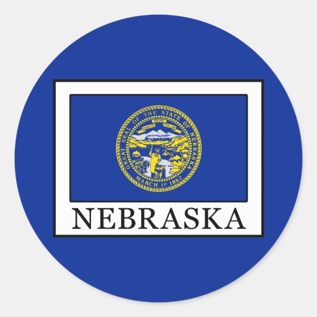 Pegatina Redonda Nebraska (Anverso)