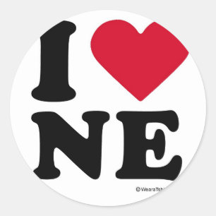 PEGATINA REDONDA NEBRASKA - "AMO EL NE" "QUE AMO NEBRASKA"
