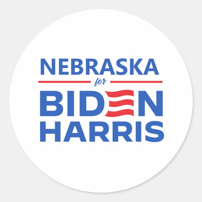 Pegatina Redonda Nebraska para Biden Harris (Anverso)