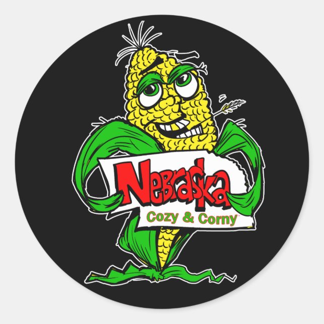 Pegatina Redonda Nebraska Personalizado Corn Cob (Anverso)