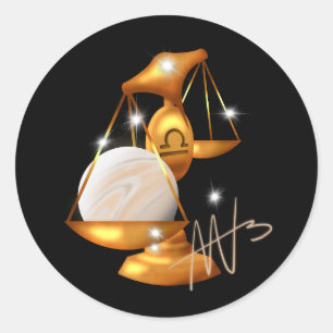 Pegatina Redonda Nebula Libra Venus Zodiac