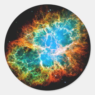 Pegatina Redonda Nebulosa de cangrejo Supernova permanece hubble Sp