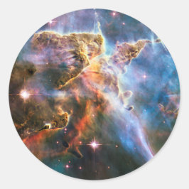 Pegatina Redonda Nebulosa de galaxia espacial. Estrellas universale