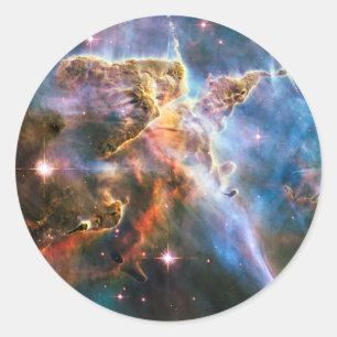 Pegatina Redonda Nebulosa de galaxia espacial. Estrellas universale