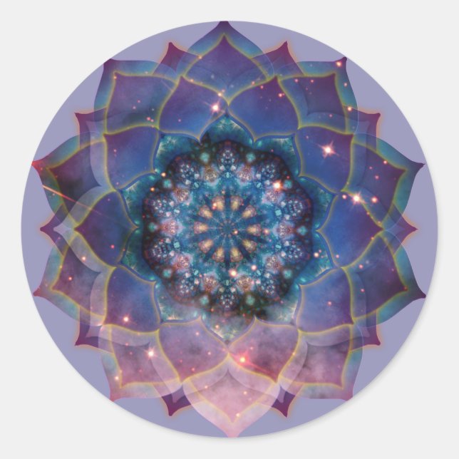 Pegatina Redonda Nebulosa Flor | Mandala (Anverso)