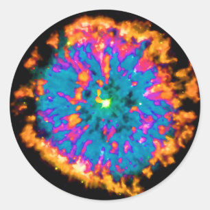 Pegatina Redonda Nebulosa planetaria NGC 6751 Pop Art Psicodélico
