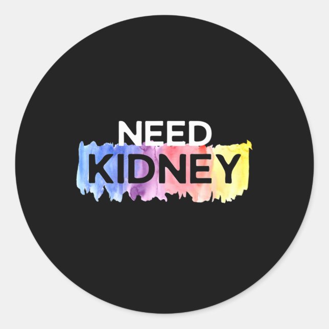 Pegatina Redonda Necesidad de trasplante de riñón (Anverso)