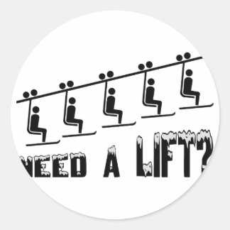 Pegatina Redonda Necesita Un Ascensor De Esquí