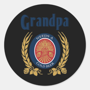 Pegatina Redonda Necesita un Día de Padres Feliz de Cerveza Fría
