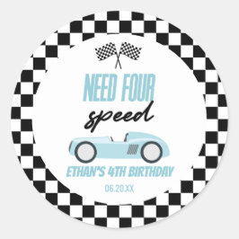 Pegatina Redonda Necesita un Fiesta de cuatro velocidades de carrer