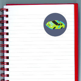 Pegatina Redonda Necesito 4 coches de carreras chicos 4 cumpleaños