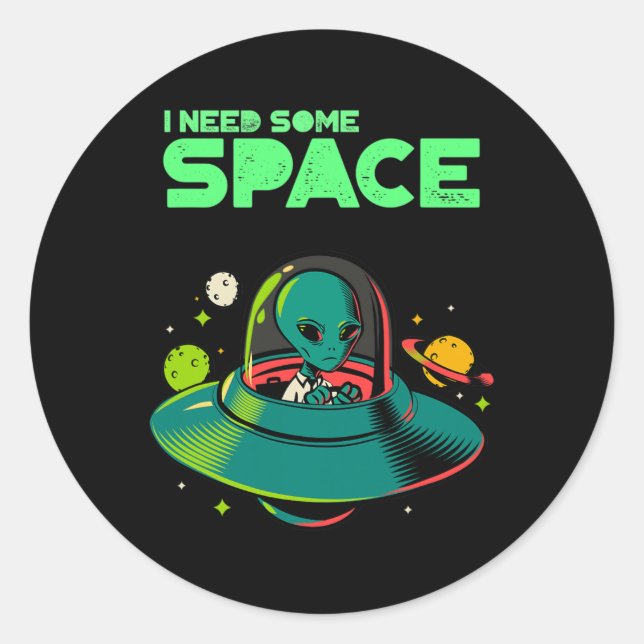 Pegatina Redonda Necesito Algo De Espacio Para Concienciar Sobre La (Anverso)