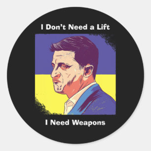 Pegatina Redonda Necesito armas - Zelensky Ucrania
