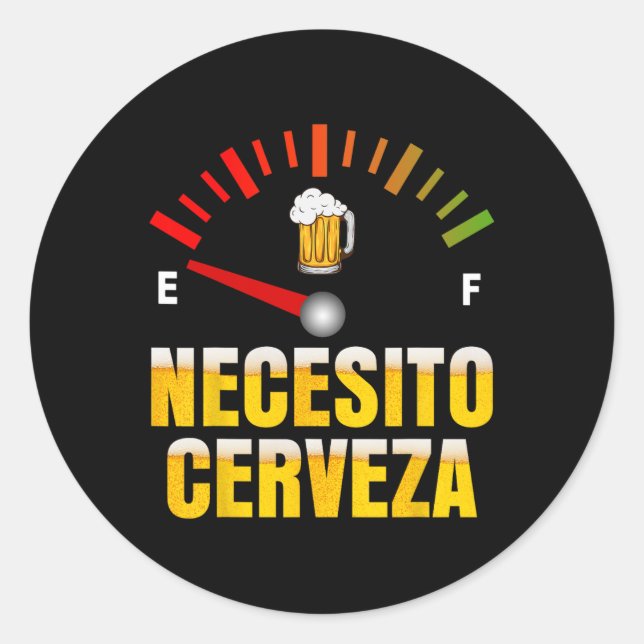 Pegatina Redonda Necesito Cerveza Necesito Cerveza En El Mardi Gras (Anverso)