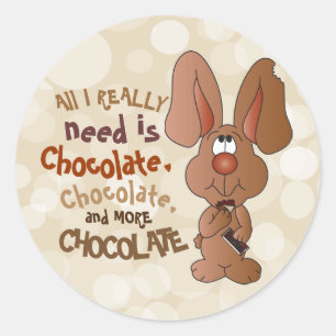 Pegatina Redonda Necesito chocolate - Pascua