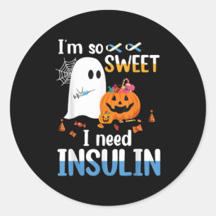 Pegatina Redonda Necesito Insulina Ghost Diabetes Hallowee