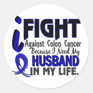 Pegatina Redonda Necesito mi cáncer de colon del marido