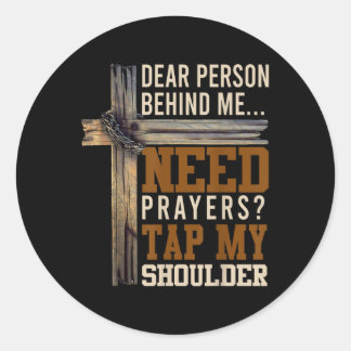 Pegatina Redonda Necesito Oración Toca Mi Hombro Hombres Mujeres Cr