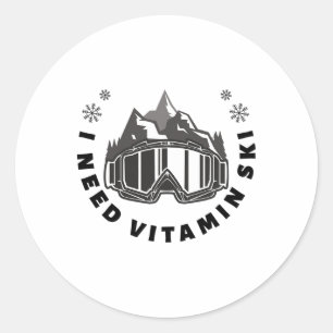 Pegatina Redonda Necesito vitamina Ski